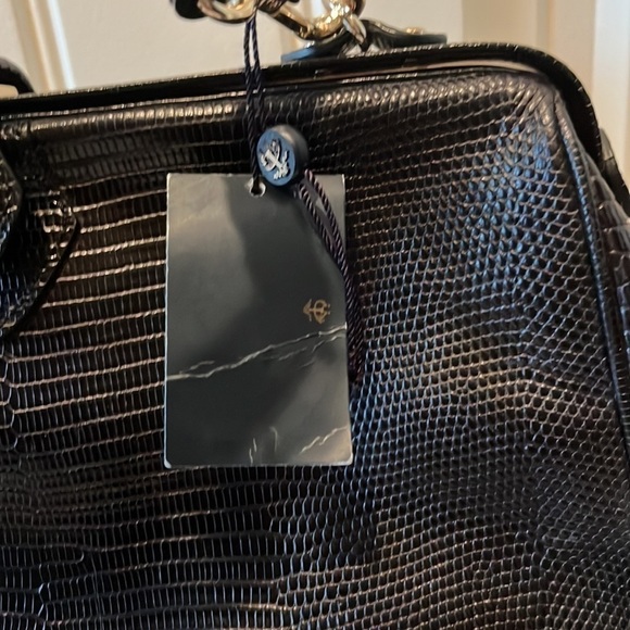 GORGEOUS classic semi vintage Brooks Brothers black textured leather handbag NWT - Picture 4 of 16